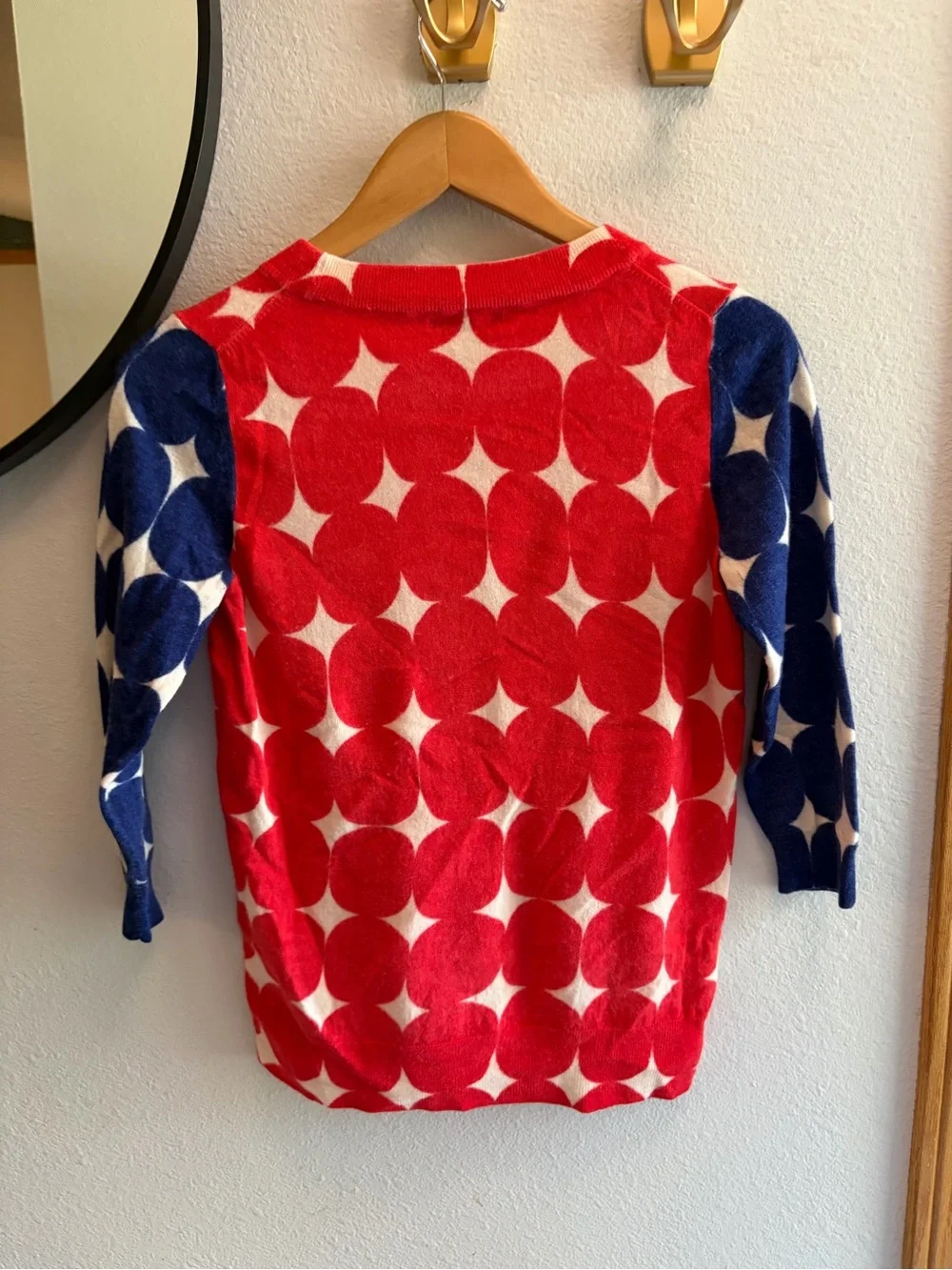 J. Crew Tippi Pop Art Sweater Red White Blue Merino Lightweight